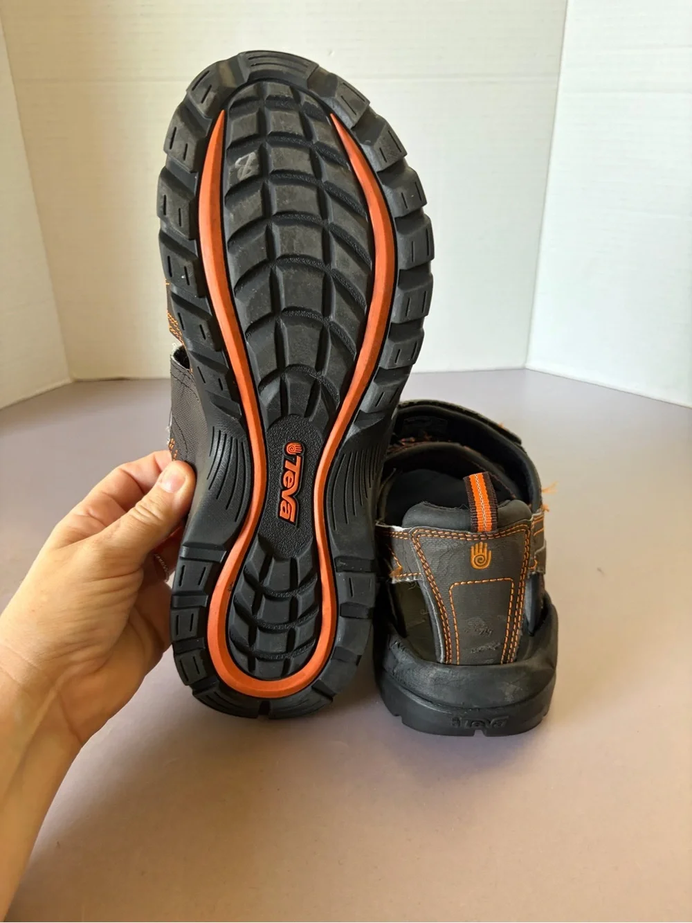 Teva Brown with Orange Stitching Outdoor Sandals